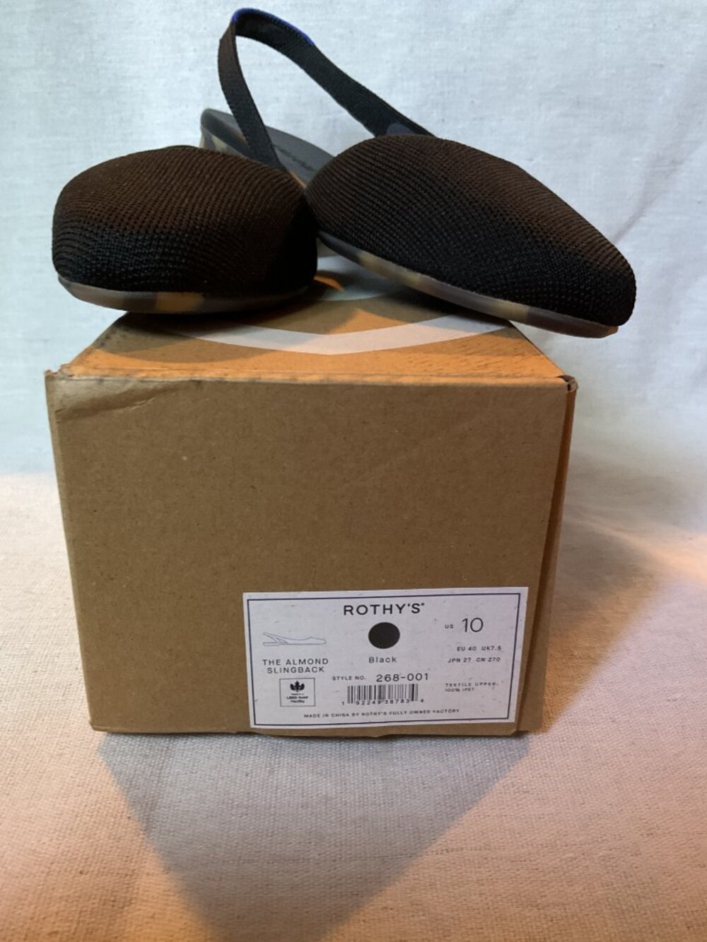NWB Women’s Rothy’s The Almond Slingback, Black, Sz 10 - Picture 2 of 11